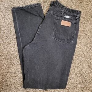 Men's Vtg Wrangler Black Denim Jeans 22MWZBN White Label Cowboy 36 x 34
